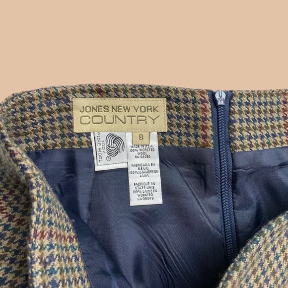 * VINTAGE - Jones New York - Houndstooth Wool Skirt - SIZE 8 - Picture 4 of 8